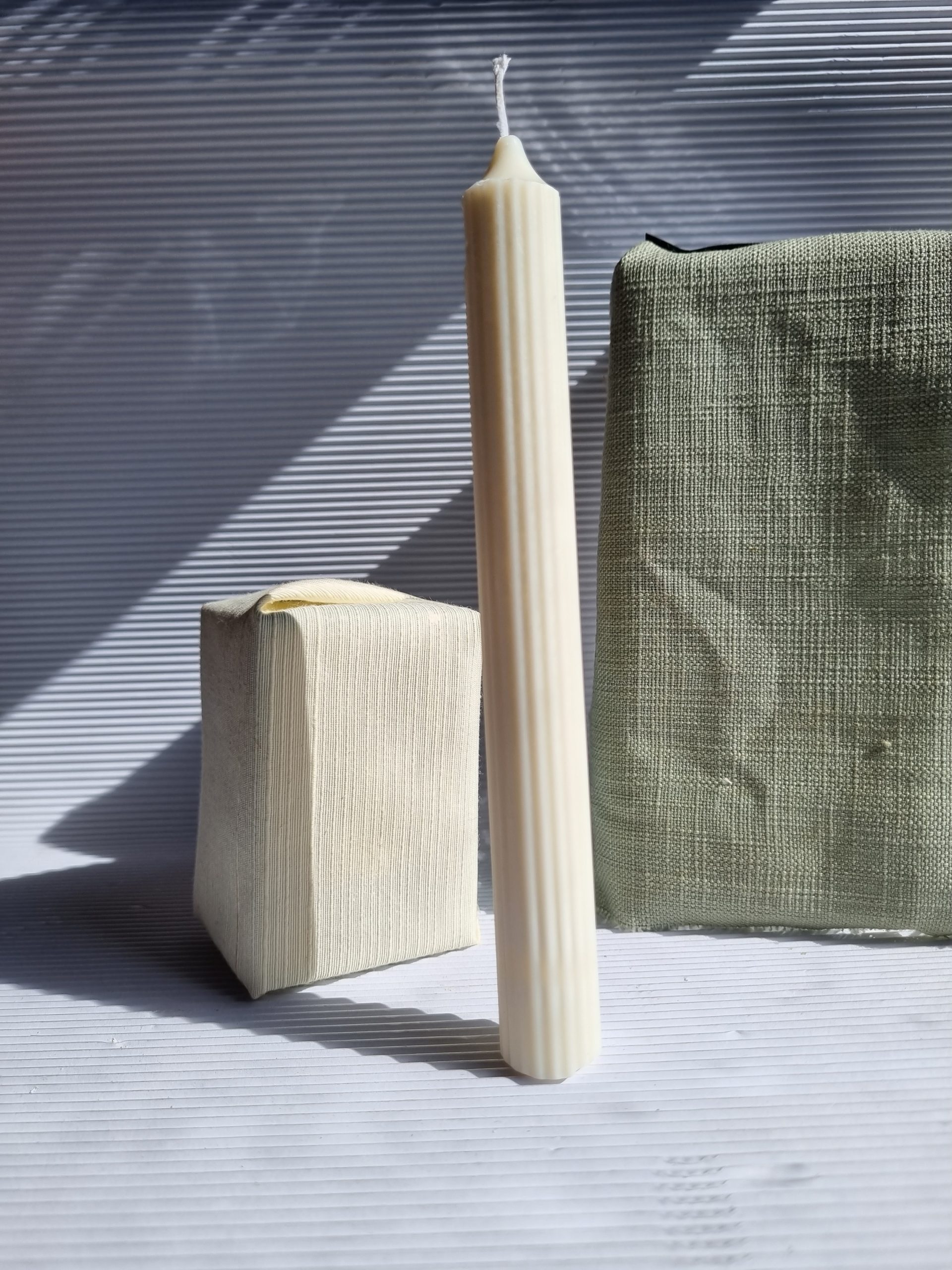 narrow pillar candle, slim pillar candle, elegant candle, minimalist candle, sculptural candle, handmade candle, modern home decor, decorative candles, aesthetic candles