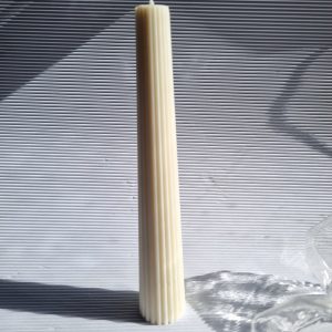 ribbed taper pillar candle, ribbed candle, textured candle, decorative candle, minimalist candles, sculptural candles, aesthetic home decor, elegant pillar candles, handmade candles