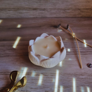 lotus bloom candle, flower shaped candle, sculptural candle, calming home decor, lotus candle, aesthetic candles, handmade candles, spa candle