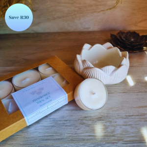 serenity candle set, lotus bloom holder, tea light candle set, scented tea lights, calm home decor, self-care gift set, zen candle combo, peaceful ambiance candles