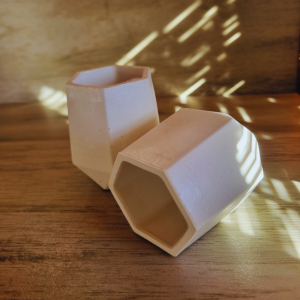 geometric vase, cement vase, handmade geo vase, white hexagon vase, modern minimalist decor, small cement planter, boho industrial vase, desk or shelf decor
