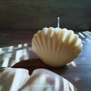 Shell candle, ocean inspired candle, seashell candle décor, coastal home décor candle, handmade seashell candle, sculptural shell candle